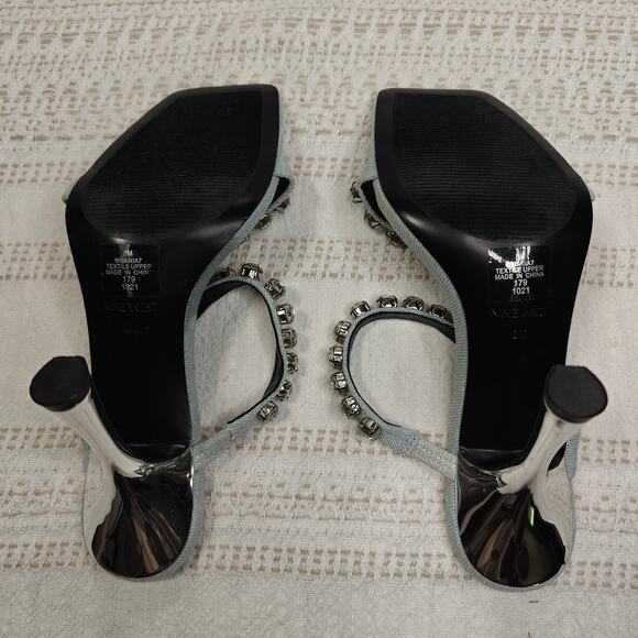 Nine West Women’s Size 8M Denim Heels-Rhinestone Straps, 3” Heel-Never Worn - Picture 3 of 6
